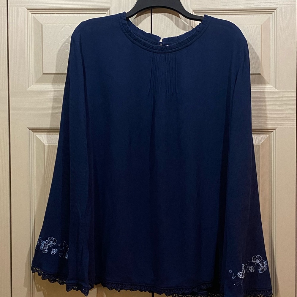 Navy blue long sleeve blouse